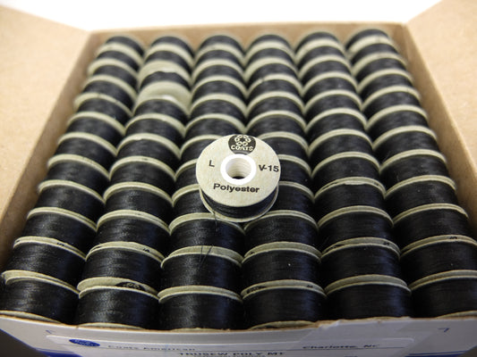 BOBBIN WITH SIDES PWB POLY 132YDS BLACK