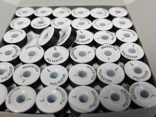 BOBBIN WITH SIDES PWB POLY 132YDS BLACK