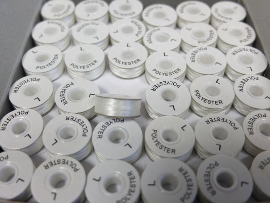 Pre-Wound Bobbins with Sides, L Size, White, 134YD item 14100K