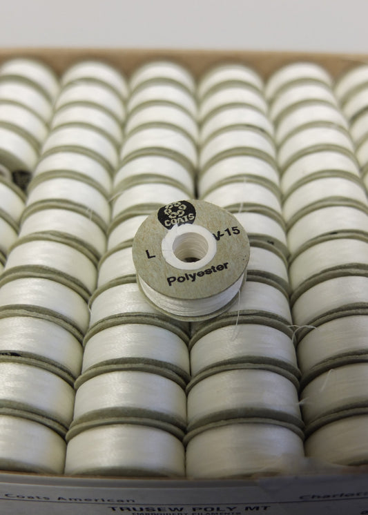 BOBBINS W/SIDES PWB POLY 132YDS WHITE