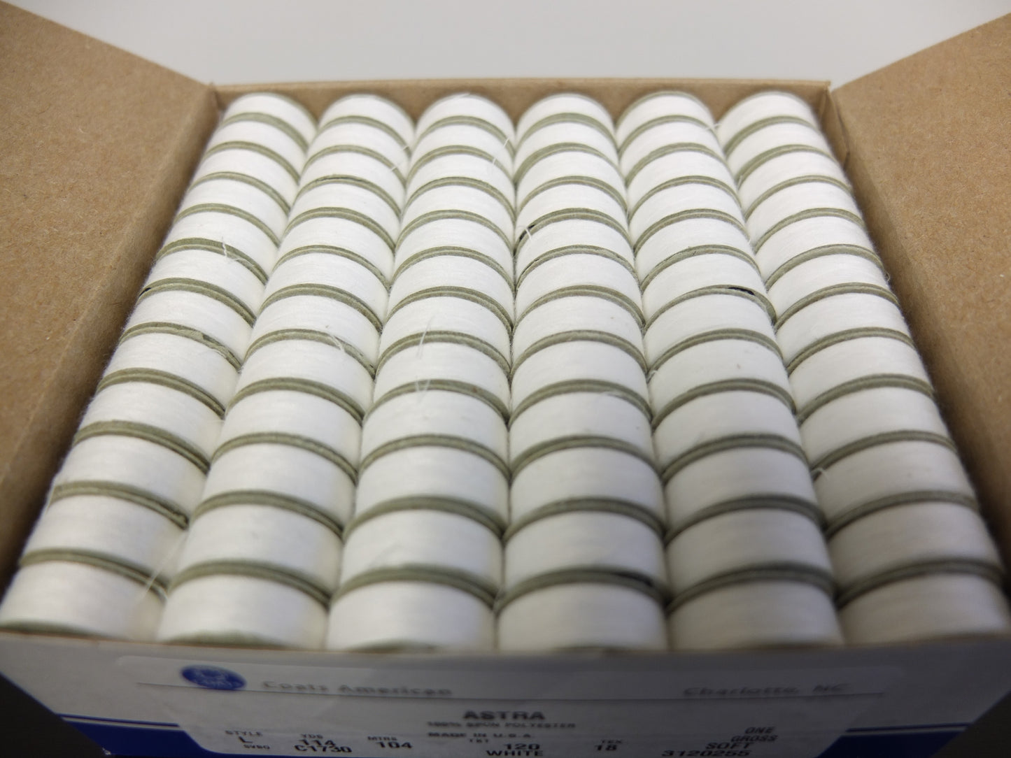 COATS ASTRA SPUNPOLY PW-L SIZE WHITE EMBROIDERY BOBBINS