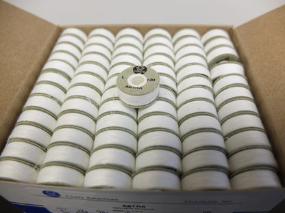 COATS ASTRA SPUNPOLY PW-L SIZE WHITE EMBROIDERY BOBBINS