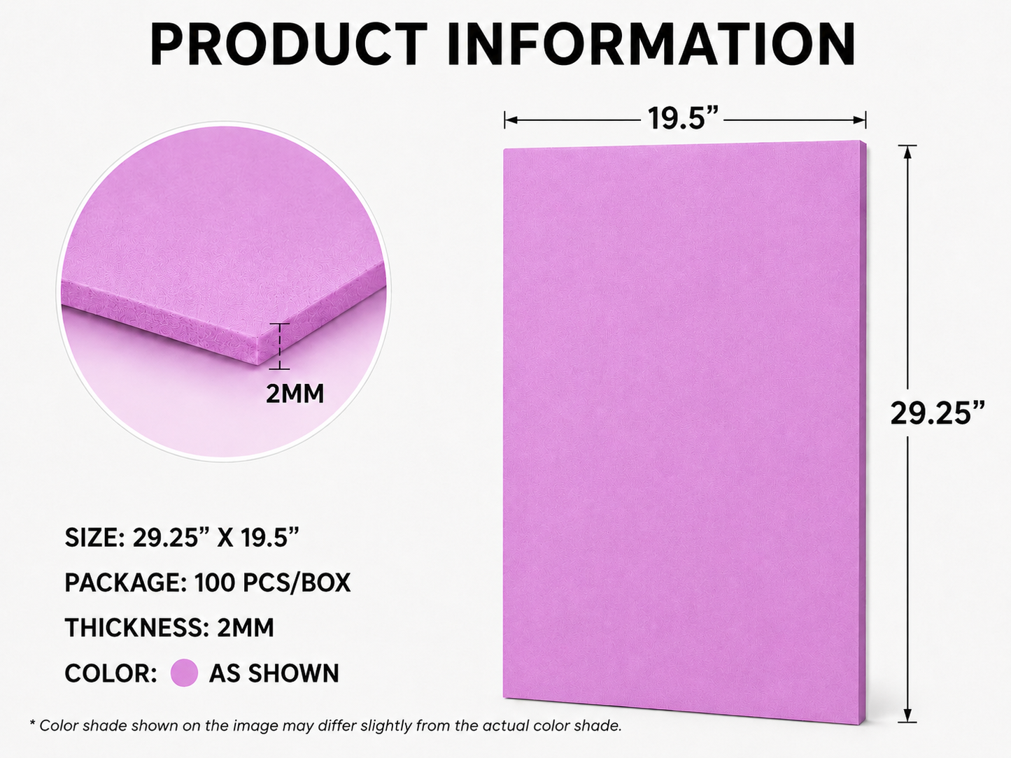 3MM EMB FOAM 20X30 HOT PINK